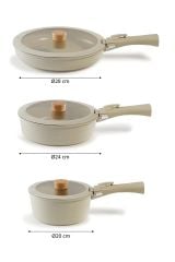NEOFLAM MİDAS ORTA BOY SET BEJ 9 PARÇA  INDUCTION