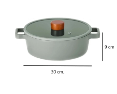 FIKA GLASS LID ALUMINUM SHALLOW COOKER 30CM GRAY