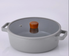 FIKA GLASS LID ALUMINUM SHALLOW COOKER 30CM GRAY