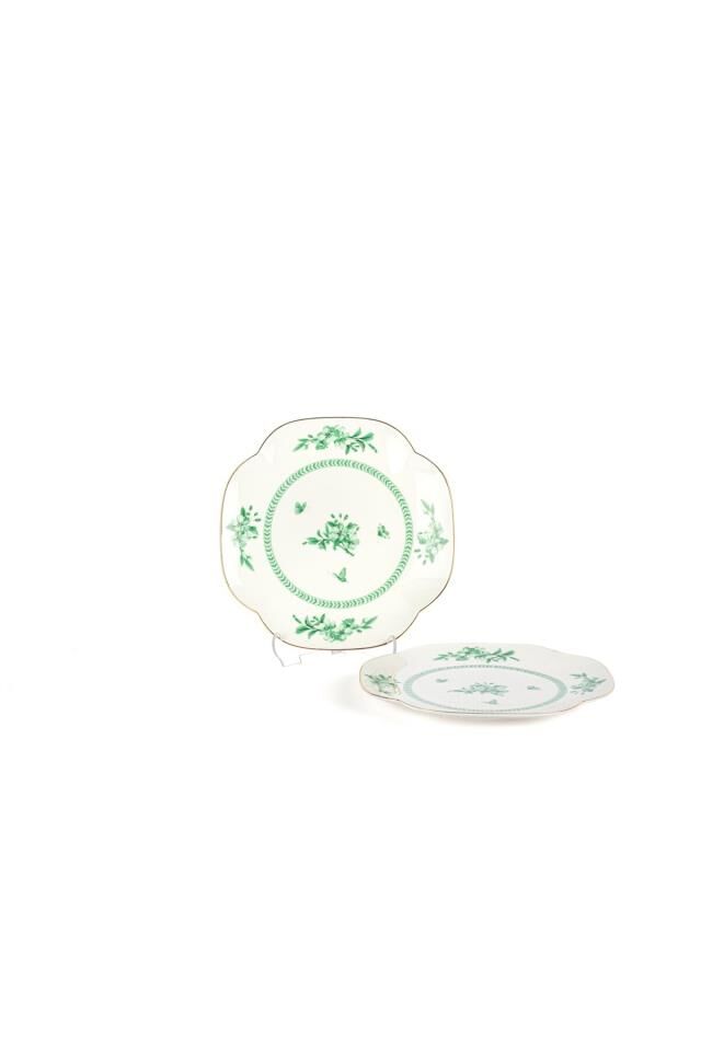 Leaf Elegance 2li Yeşil Tatlı Tabağı 19cm