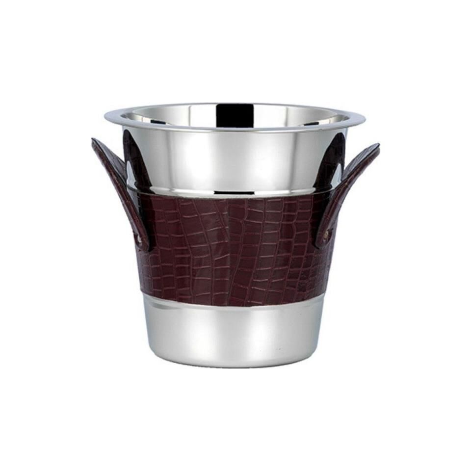 La Medore Brown Croco Leather Wıne Cooler 22,5X22,5X21 cm