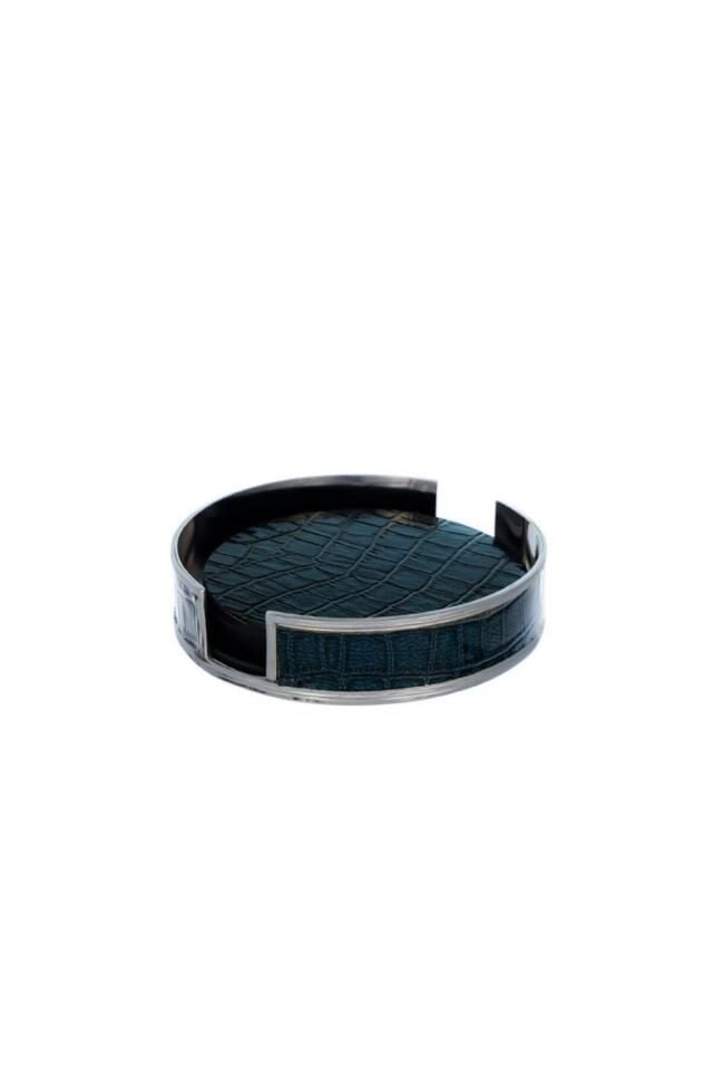 La Medore Blue Croco Leather Coaster 14xl 4x3,5 Cm