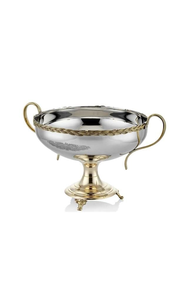 Black Pearl Halat Desenli Kulplu Küçük Kase 33x25x23,5 Cm Dekoratif Metal Sunumluk