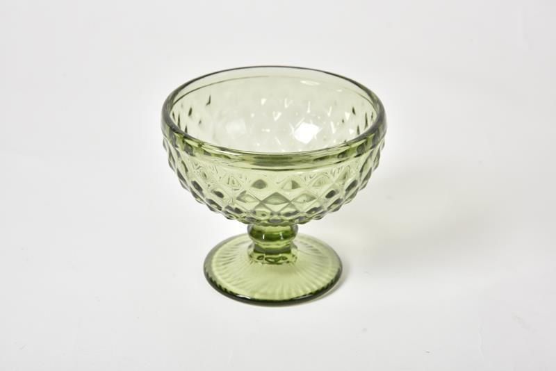 Seta Crystal Colors 6 Pcs Footed Bowl Thin Pattern Green