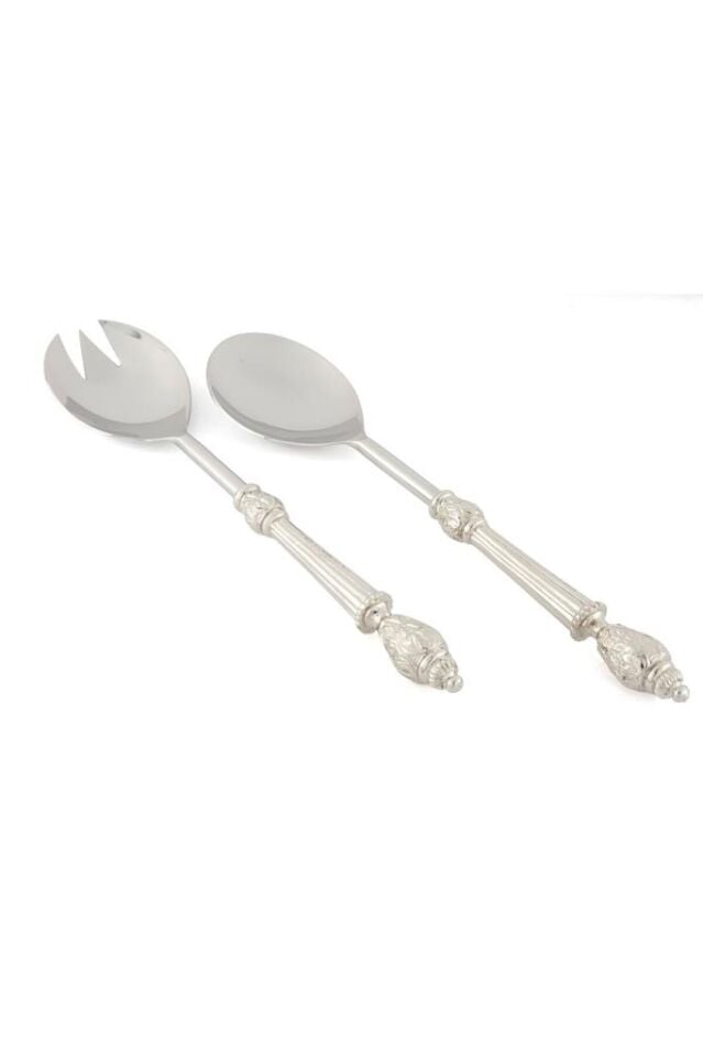 GÜMÜŞ BAROK OYMALI SALATA SERVİS SETİ