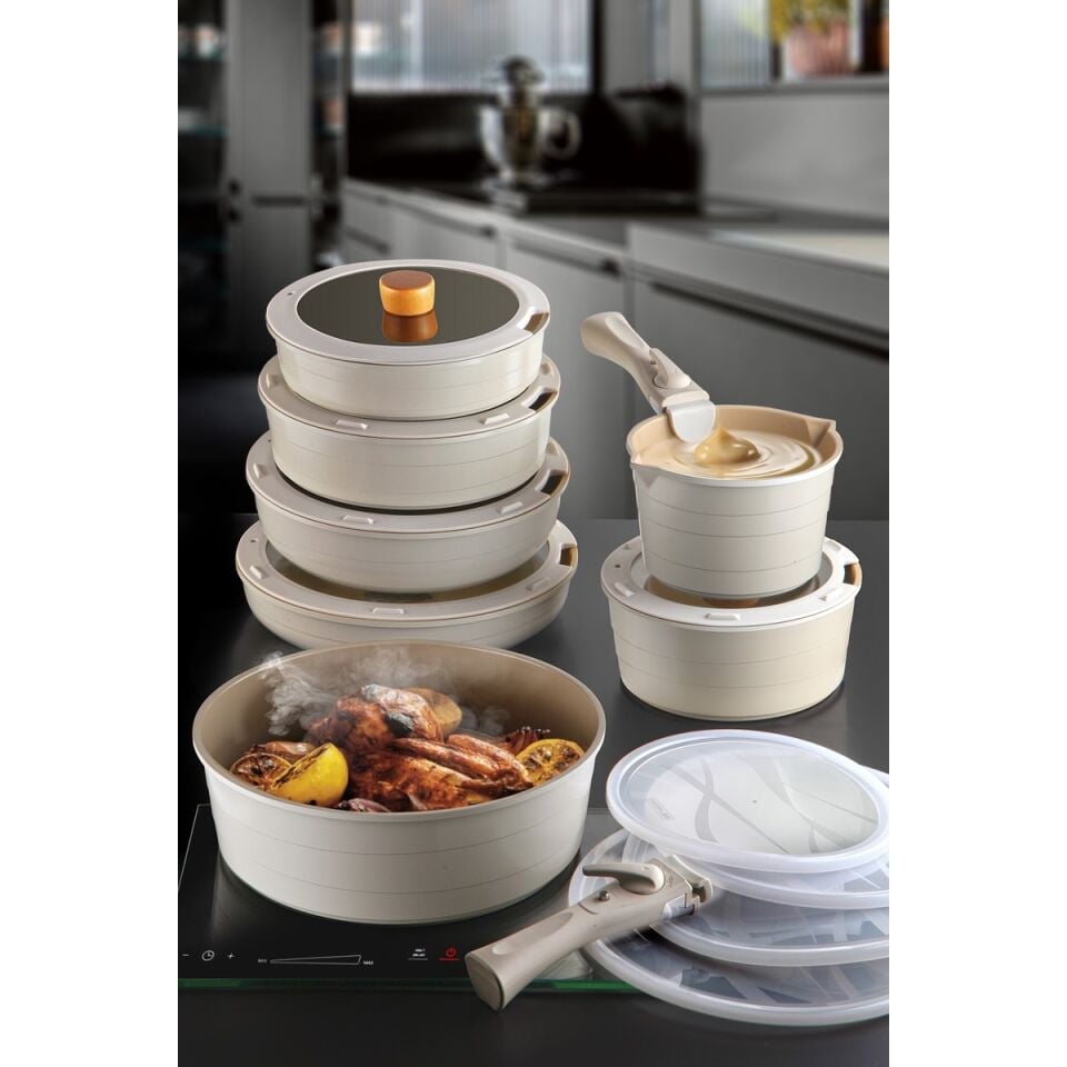 NEOFLAM MİDAS SET BEJ INDUCTION 18PARÇA