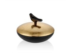Love Bird Serisi Siyah Üstü Gold Yuvarlak Kutu15*15*11cm