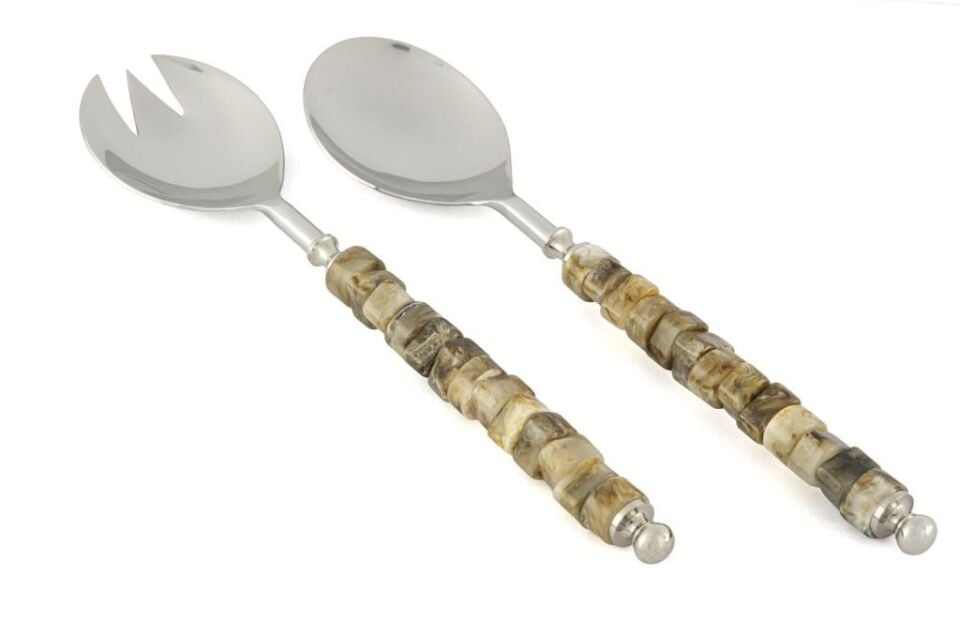 GÜMÜŞ KAHVE TAŞLI SALATA SERVİS SETİ