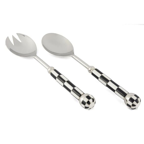 GÜMÜŞ SİYAH BEYAZ SALATA SERVİS SETİ