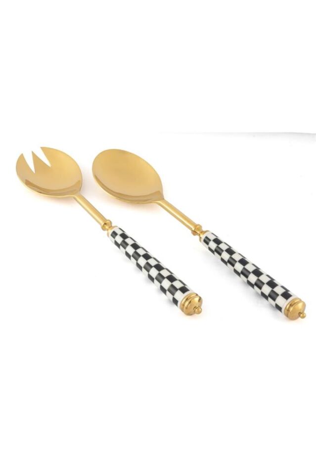 GOLD SİYAH BEYAZ SALATA SERVİS SETİ