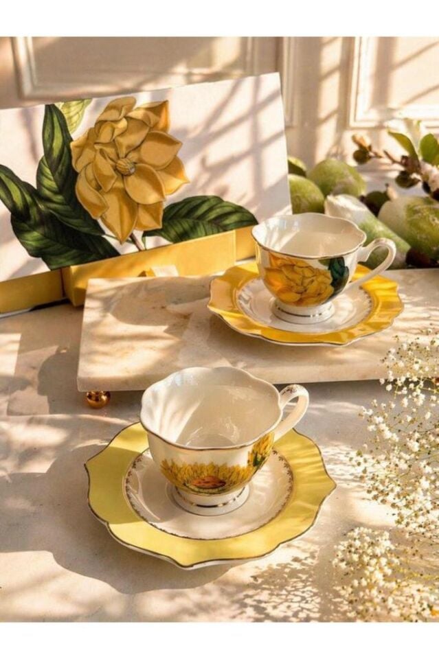 ART OF BOTANİCA SARI 2 Lİ KAHVE FİNCAN SETİ 90 CC