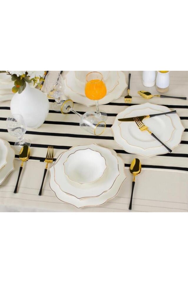 Adler Gold Bone China 24 Parça Yemek Takımı