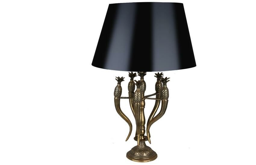 6 Ananaslı Gold Abajur 57 Cm