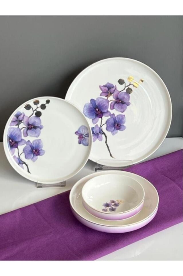 Violet Bone China 24 Parça Yemek Takımı