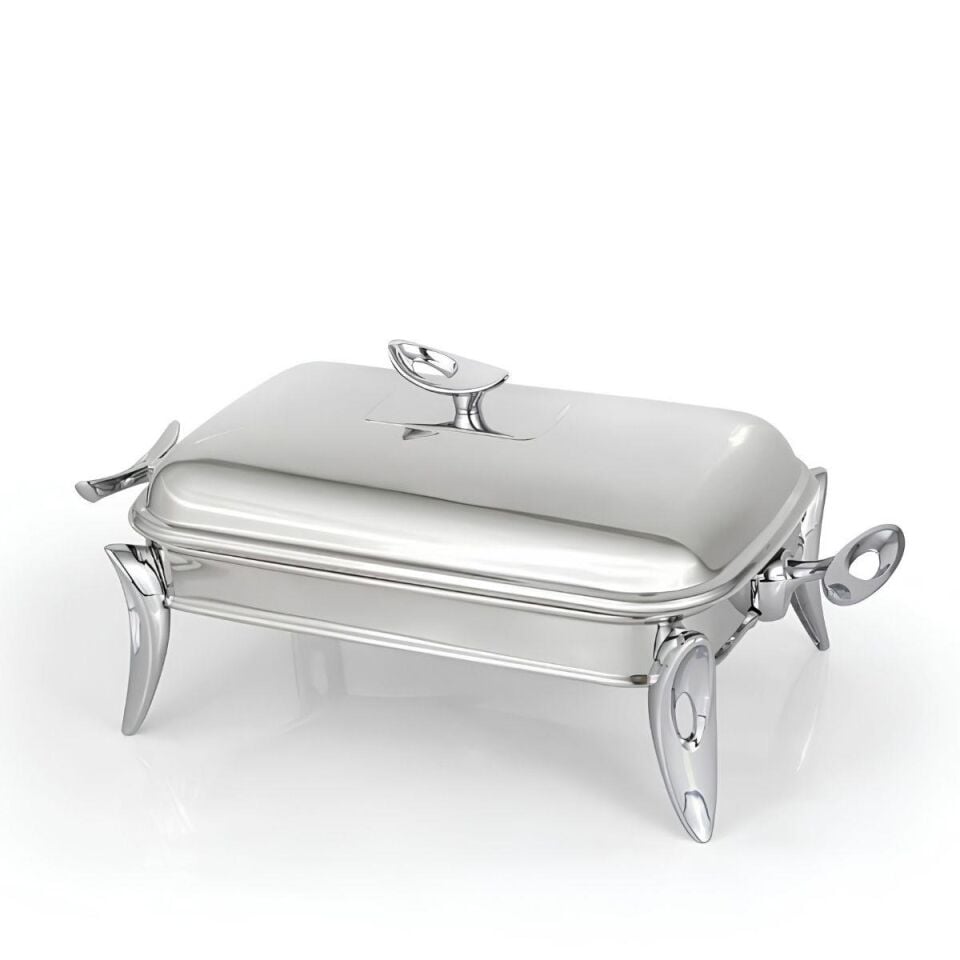 MATSteel Silver Mum Isıtıcılı Dikdörtgen Servis Seti 3LT