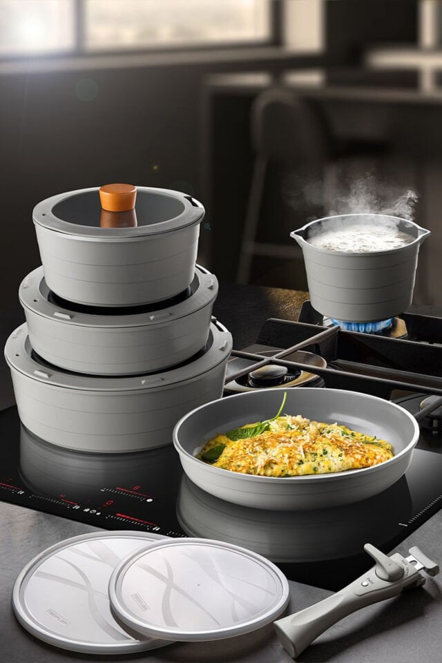 NEOFLAM MİDAS BYK SET GRİ INDUCTION 11 PRÇ