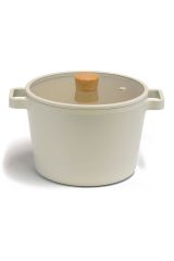 FIKA GLASS COVERED ALUMINUM CASTING DEEP COOKER 26 CM BEIGE