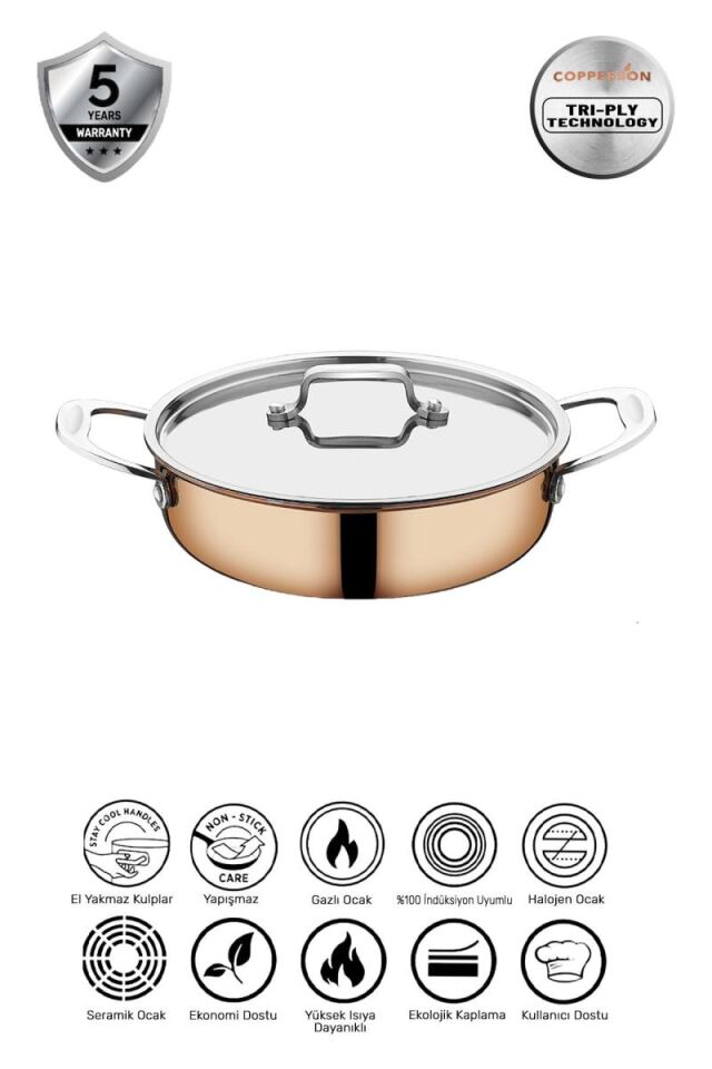 Copperson Titanium Yapışmaz Basık Tencere 24 CM