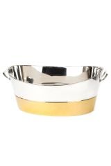 GOLD-SILVER METAL BY BASKET 53X34X22 cm