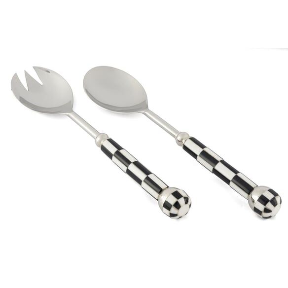 GÜMÜŞ SİYAH BEYAZ SALATA SERVİS SETİ