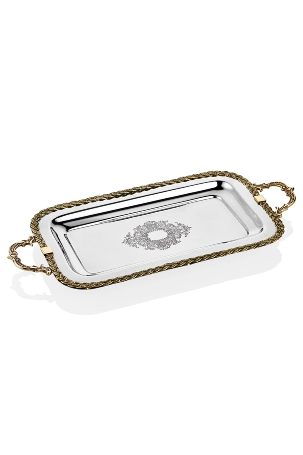 BLACK PEARL ROPE AND HANDLE RECTANGULAR TRAY SMALL 46.5X21.5X5.5 CM