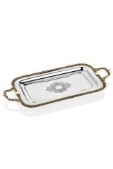 BLACK PEARL ROPE AND HANDLE RECTANGULAR TRAY SMALL 46.5X21.5X5.5 CM