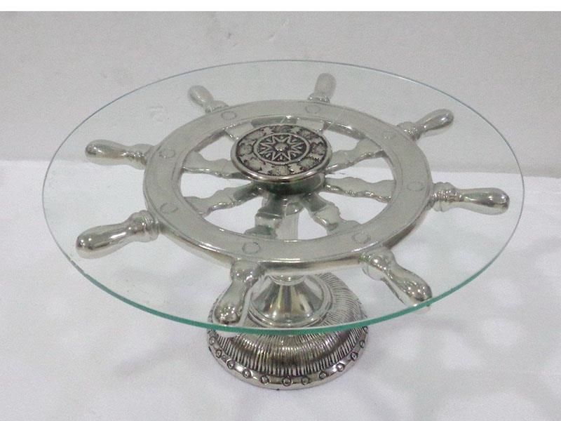 Oceania Helm Shaped Round Silver Cake Stand